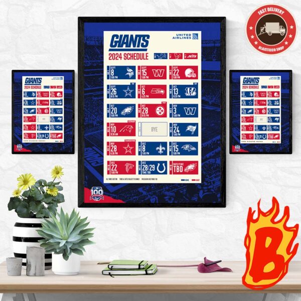 2024 New York Giants Schedule NFL Is Approaching Wall Decor Poster Canvas