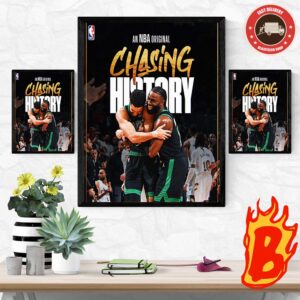 An NBA Orginal Jayson Tatum And Jaylen Brown Chasing History NBA Conference Finals 2024 Wall Decor Poster Canvas
