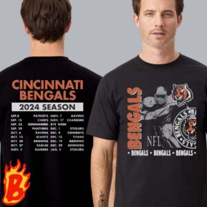 Cincinnati Bengals NFL Schedule 2024 Two Sides Unisex T-Shirt