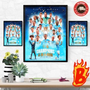 Congrats Manchester City Are Season Champions Four In A Row 2023 2024 Premier League Champions Wall Decor Poster Canvas