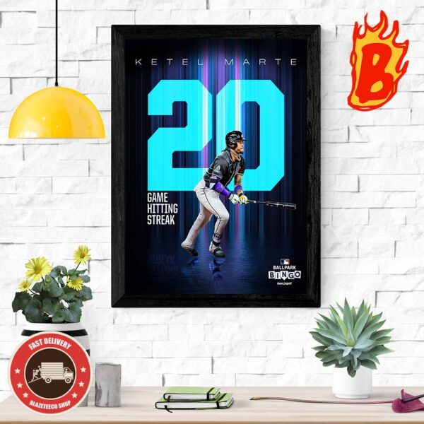 Congrats To Ketel Marte From Arizona Diamondbacks With 20 Game Hitting Streak MLB Wall Decor Poster Canvas
