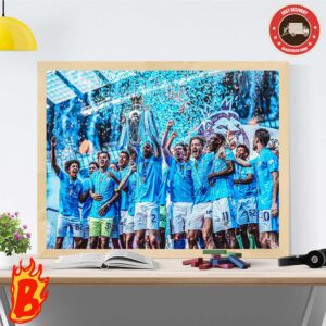 Congrats To Manchester City Has Been The Champions Of Premier League Four In A Row Team Photo 2024 Wall Decor Poster Canvas