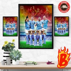 Congrats To Manchester City Is The Only Club To Win The Premier League Four Straight Times And Break A Record Held With Manchester United Wall Decor Poster Canvas