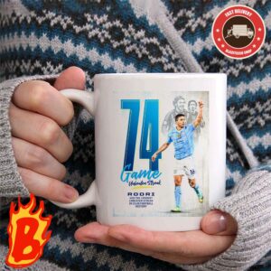 Congrats To Rodri From Manchester City Has Been The Player With The Longest Unbeaten Run In Club Football History Premier League Champions Coffee Ceramic Mug