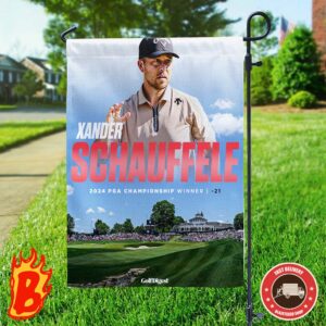 Congrats To Xander Schauffele From New York Golf Has Been Winner His Firts Career Major At The 2024 PGA Champioship At Valhala Two Sides Garden House Flag