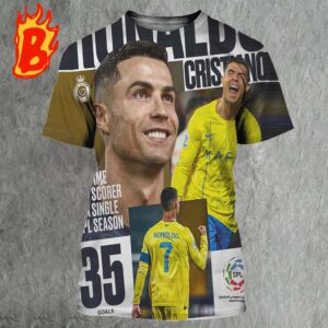Cristiano Ronaldo All Time Top Scorer In A Single SPL Season With 35 Goals All Over Print Shirt