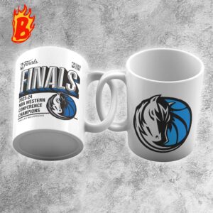 Dallas Mavericks 2024 Western Conference Champions Locker Room Post Up Move Two Sides Ceramic Mug