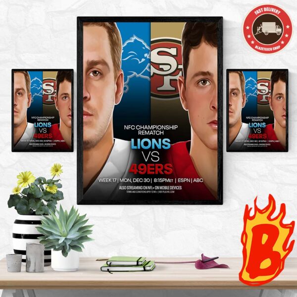 Detroit Lions Head To Head San Francisco 49ers At NFC Championship Rematch 2024 Wall Decor Poster Canvas