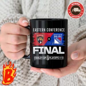 Florida Panthers Head To Head New York Rangers Fanatics Black 2024 Eastern Conference Finals NHL Matchup Coffee Ceramic Mug