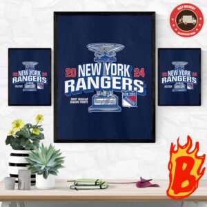 Heather Navy New York Rangers 2024 Presidents Trophy Stanley Cup Playoffs 2024 NHL Wall Decor Poster Canvas