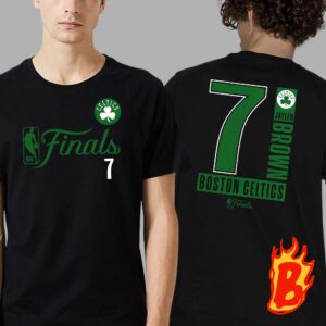 Jaylen Brown Boston Celtics 2024 NBA Finals Inbound Pass Name And Number Two Sides Print Classic T-Shirt