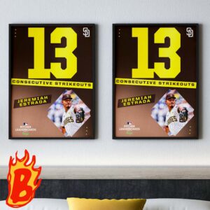 Jeremiah Estrada From San Diego Padres Has Struck Out 13 Consecutive Strikeouts Batters And Counting At MLB Otcher Leaderboards Wall Decor Poster Canvas