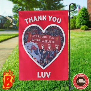 Liverpool LFC Tribute To Jurgen Klopp Thank You Luv I Will Never Walk Alone Again 2024 English Premier League Two Sides Garden House Flag