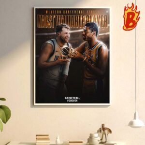 Luka Doncic Wins The Magic Johnson Trophy As The Western Conference Finals MVP Wall Decor Poster Canvas