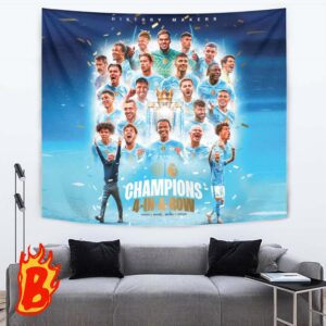 Manchester City Four In A Row Premier League 2023 2024 Champions Tapestry