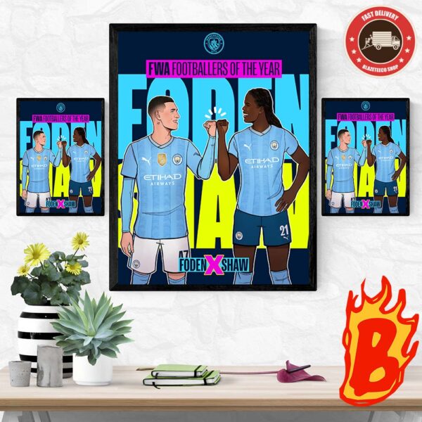 Manchester City Pair Phil Foden And Khadija Shaw Have Won The FWA Footballers Of The Years Wall Decor Poster Canvas
