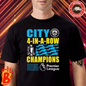 Manchester City Premier League Champions 2024 Four Years In A Row Classic T-Shirt