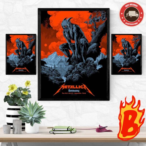 Metallica Germany Poster For The Munich Pop Up M72 World Tour 2024 At Olympiastadion In Munich On May 24 And 26 2024 Wall Decor Poster Canvas