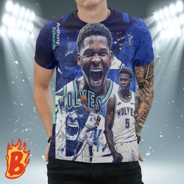 New Poster For Anthony Edwards From Minnesota Timberwolves NBA Playoffs 3D Shirt
