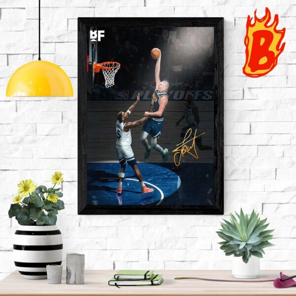 Nikola Jokic Dunk Over Anthony Edward On Conference Semifinals 2024 Wall Decor Poster Canvas