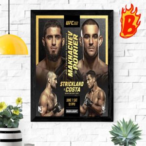 Official UFC 302 Poster Islam Makhachev Vs Dustin Poirier And Sean Strickland Vs Paulo Costa Home Decor Poster Canvas