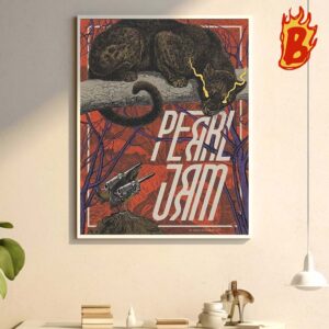 Pearl Jam Dark Matter World Tour 2024 Poster By Pedro Stoneage With Black Panter Eyes Glowing Face To Face A Bird Wall Decor Poster Canvas