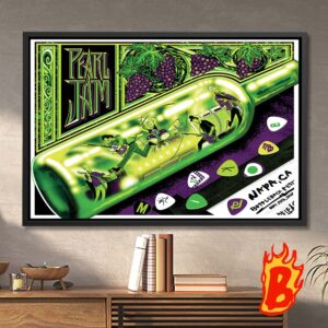 Pearl Jam Event Poster In Napa Valley CA At The Jam Cellars Stage On May 25th 2024 Pour A Glass Of Wine And Rock Decor Poster Canvas