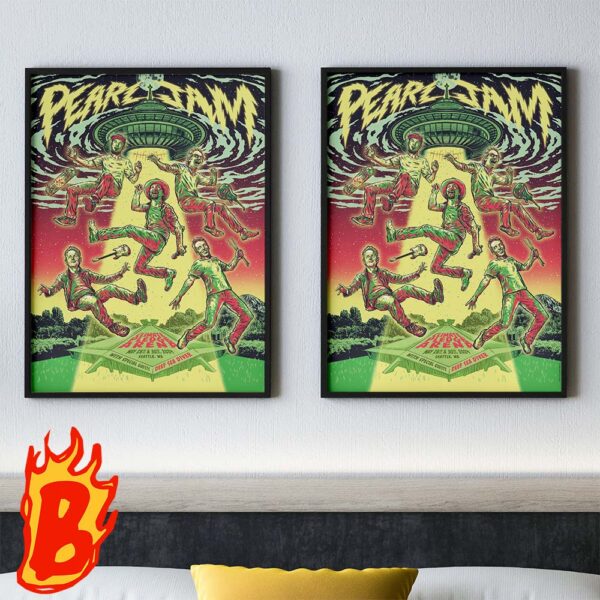 Pearl Jam With Special Guests Deep Sea Diver Poster Climate Pledge Arena In Seattle WA On May 28th And 30th 2024 Art By Garrett Morlan Wall Decor Poster Canvas