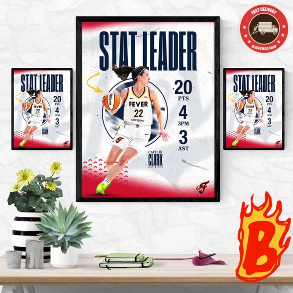 Stat Leader Caitlin Clark From Indiana Fever Has Been Drops 20 Points In Her WNBA Debut Wall Decor Poster Canvas