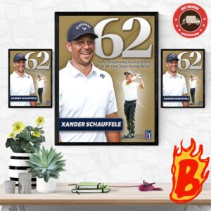 Xander Schauffele From New York Golf Achieved A Record-Breaking Victory At The PGA Championship With A Round Of 62 Strokes Wall Decor Poster Canvas