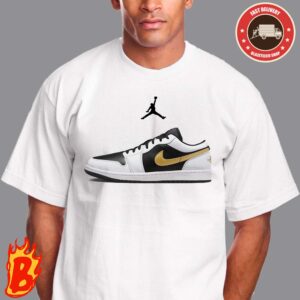 Air Jordan 1 Low White Black Metallic Gold Unisex T-Shirt