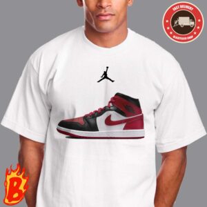 Air Jordan 1 Mid Black White Gym Red Unisex T-Shirt