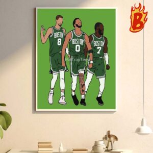 Big 3 Boston Celtics Players 2024 NBA Champions Wall Decor Poster Canvas