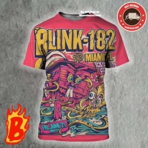 Blink 182 Poster For The Concert In Miami FL At Kaseya Center On June 21 2024 All Over Print Shirt