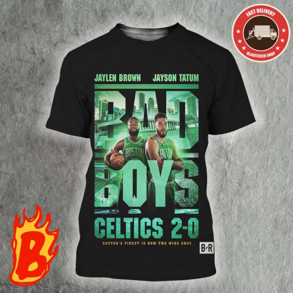 Boston Celtics Are Two Wins Away From An NBA Titles Jaylen Brown And Jayson Tatum Bad Boys NBA Playoffs All Over Print Shirt