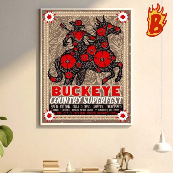 Buckeye Country Superfest Show At Ohio Stadium On June 22-23 2024 Wall Decor Poster Canvas