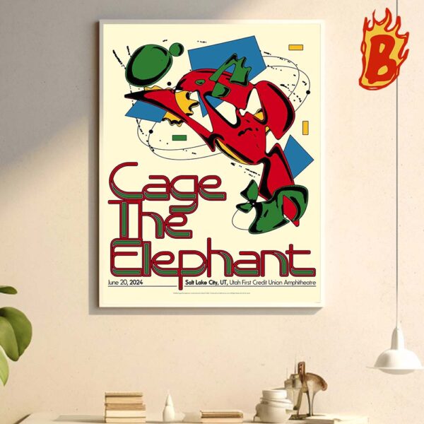 Cage The Elephant The Neon Pill Tour At Salt Lake City On June 20 2024 Wall Decor Poster Canvas