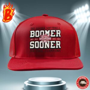 Champion Crimson Oklahoma Sooners 2024 NCAA Softball Womens College World Series Champions Boomer Sooner Classic Cap Hat Snapback