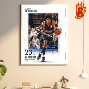 Congrat To AJ Johnson Has Been Picked No 23 By Milwaukee Bucks At 2024 NBA Draft Wall Decor Poster Canvas