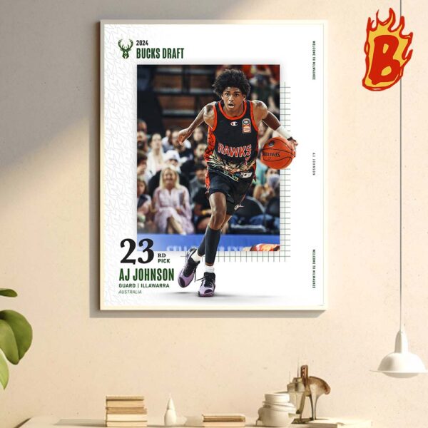 Congrat To AJ Johnson Has Been Picked No 23 By Milwaukee Bucks At 2024 NBA Draft Wall Decor Poster Canvas