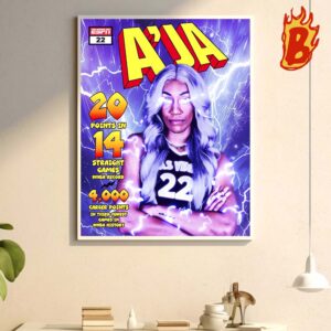 Congrats To Aja Wilson Has Been The Third Fasterst Player To Reach 4K Career Points In WNBA History Wall Decor Poster Canvas