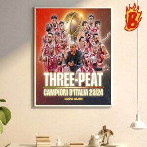 Congrats To Olimpia Milano Has Been Three Peat Campioni D Italia 2023 2024 Wall Decor Poster Canvas