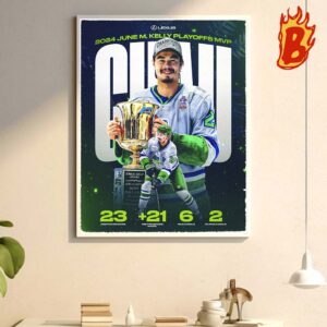 Congrats To Oliver Chau From Florida Everblades Has Been The Playoffs Mvp Of 2024 Kellly Cup Champions Wall Decor Poster Canvas