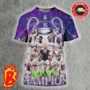 Congrats To Real Madrid 2024 UEFA Champions League Record 15 Times Champions All Over Print Shirt