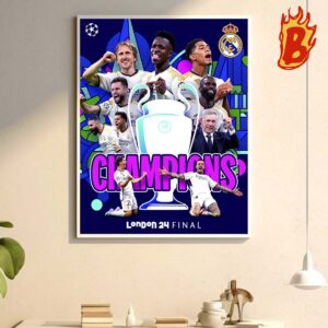 Congrats To Real Madrid European Champions 2024 UEFA Champions League Wall Decor Poster Canvas