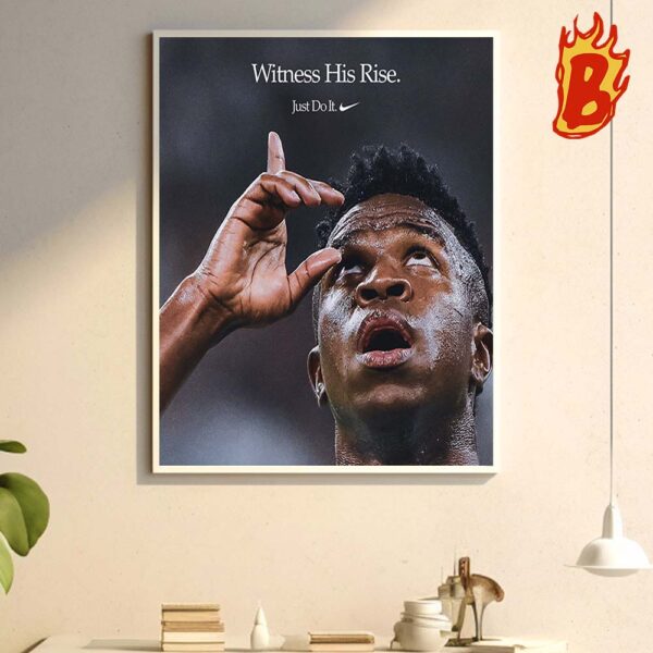 Congrats Vinicius Junior On Your Second European Trophy Witness His Rise Just Do It Wall Decor Poster Canvas