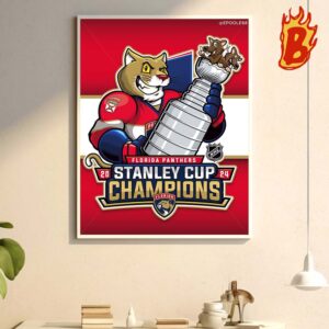 Florida Panthers 2024 Stanley Cup Champions Cat And Mouse Wall Decor Poster Canvas