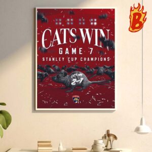 Florida Panthers Cats Win Game 7 Stanley Cup Champions Wall Decor Poster Canvas