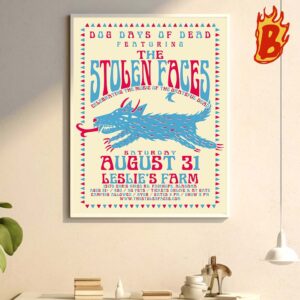 Grateful Dead The Stolen Faces Dog Days Of Dead Merch Poster At Leslies Farm Saturday August 31 Wall Decor Poster Canvas