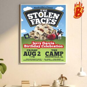 Grateful Dead The Stolen Faces Jerry Garcia Birthday Celebration Merch Poster At The Camp Friday August 2 Wall Decor Poster Canvas